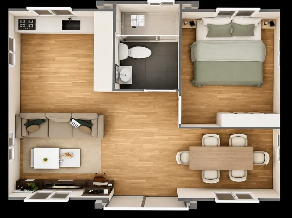1 bedroom floor plan
