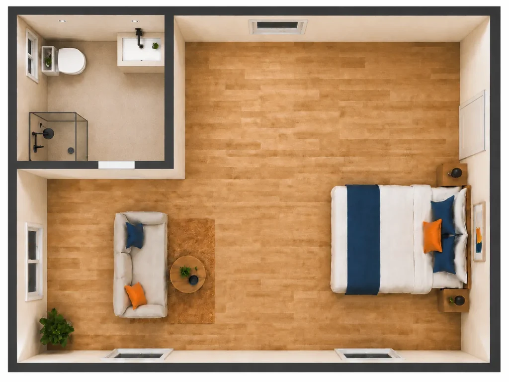 1 bedroom floor plan