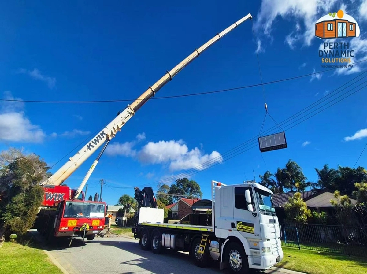 Modular home unit in transit for delivery