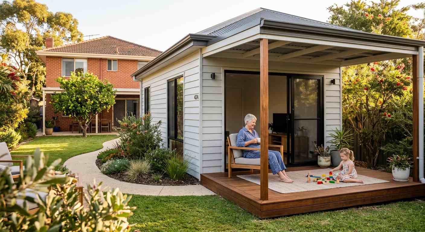 Ancillary dwelling in a Perth backyard beside the main house
