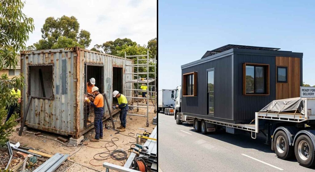 Converted shipping container versus purpose-built container-style home